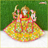Cotton Moti Cutdana Work Yellow Lehnga Patka