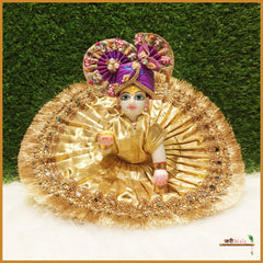 Blended Thread Lace Work Golden Poshak