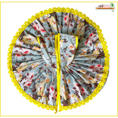 Cotton Floral Print Lace Work Lemon (Multicolor) Laddu Gopal Poshak