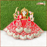 Cotton Thread Sitara Moti Mirror Work Red Lehnga Patka