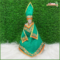 Cotton Thread Lace Work Dark Green Sai Baba Poshak