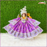 Blended Thread Sitara Lace Work Purple Lehnga Patka