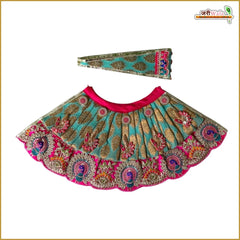 Blended Frill Jarkan Stone Booti Work Multicolor Lehnga Patka