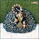 Shaneel Thread Stone Work Teal Blue Laddu Gopal Poshak