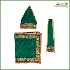 Cotton Thread Lace Work Dark Green Sai Baba Poshak