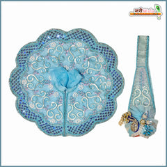 Blended Net Thread Sitara Cutdana Work Sky Blue Laddu Gopal Poshak With Patka & Pagdi