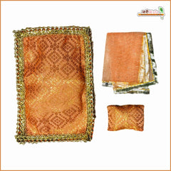Cotton Printed 3 Piece Gadda Takia Set Peach