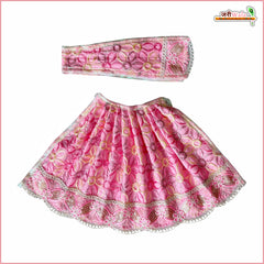 Blended Thread Sitara Lace Work Baby Pink Lehnga Patka