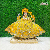 Blended Thread Moti Work Yellow Lehnga Patka