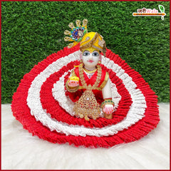 Blended Frill Thread Work Red & White Poshak With Patka