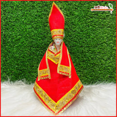 Cotton Thread Lace Work Red Sai Baba Poshak