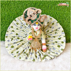 Cotton Floral Print Sea Green (Multicolor) Laddu Gopal Poshak