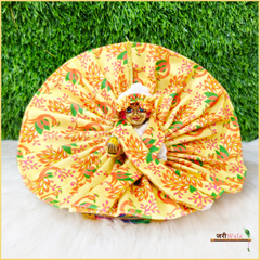 Shaneel Digital Print Floral Yellow Laddu Poshak With Patka & Cap
