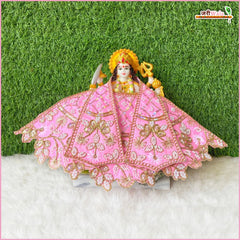 Cotton Thread Moti Cutdana Work Baby Pink Lehnga Patka