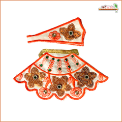 Cotton Thread Sitara Work Orange Lehnga Patka