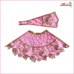 Cotton Thread Moti Cutdana Work Baby Pink Lehnga Patka