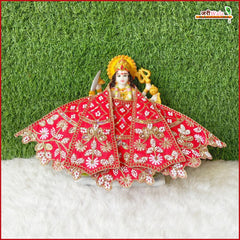 Cotton Thread Moti Cutdana Work Red Lehnga Patka
