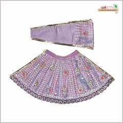 Blended Frill Net Sitara Booti Kundan Work Lavender Lehenga Patka