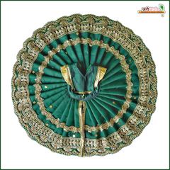 Hariyali Teej Special Blended Thread Sitara Cutdana Work Dark Green Laddu Gopal Poshak With Patka