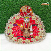 Cotton Bandhej Moti Stone Booti Work Laddu Gopal Poshak With Pagdi & Patka