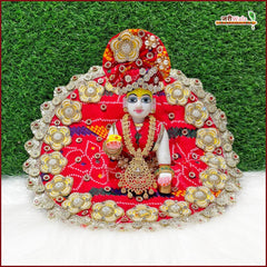 Cotton Bandhej Moti Stone Booti Work Laddu Gopal Poshak With Pagdi & Patka
