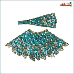 Cotton Thread Moti Cutdana Work Teal Blue Lehnga Patka