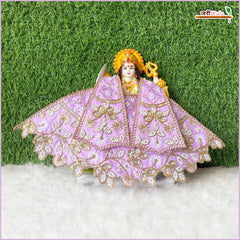 Cotton Thread Moti Cutdana Work Lavender Lehnga Patka