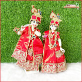 Blended Thread Sitara Cutdana Work Red Jugal Jodi Poshak