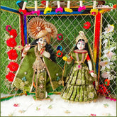 Blended Frill Jarkan Stone Booti Work Green Jugal Jodi Poshak