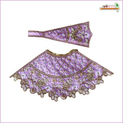 Cotton Thread Moti Cutdana Work Lavender Lehnga Patka
