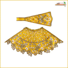 Cotton Thread Moti Cutdana Work Yellow Lehnga Patka