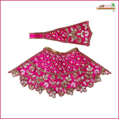 Cotton Thread Moti Cutdana Work Magenta Lehnga Patka