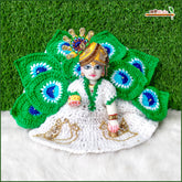 Woolen Fancy Morpankh White & Green Poshak With Cap