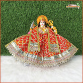 Bandhej Lace Work Orange Lehnga Patka