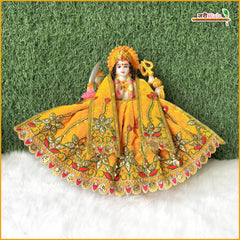 Shaneel Thread Stone Work Yellow Lehnga Patka
