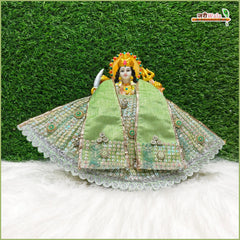 Blended Frill Net Sitara Booti Kundan Work Sea Green Lehenga Patka