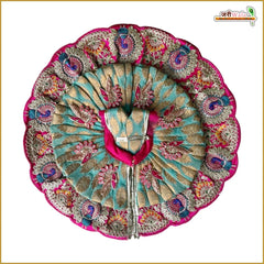 Blended Frill Jarkan Stone Booti Work Multicolor Laddu Gopal Poshak With Pagdi