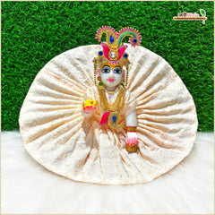 Cotton Plain Thread Work Peach Laddu Gopal Poshak