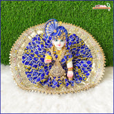 Bandhej Lace Work Blue Laddu Gopal Poshak
