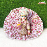 Cotton Leaf Print Baby Pink Laddu Gopal Poshak