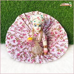 Cotton Leaf Print Baby Pink Laddu Gopal Poshak
