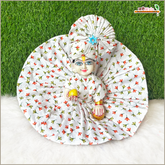 Cotton Multicolor Leaf Print White Laddu Gopal Poshak With Pagdi