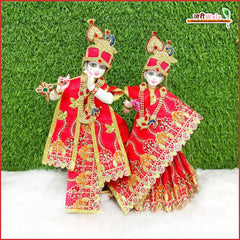 Blended Thread Sitara Kundan Work Red Jugal Jodi Poshak