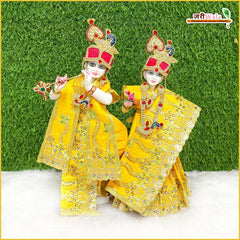 Blended Thread Sitara Kundan Work Yellow Jugal Jodi Poshak