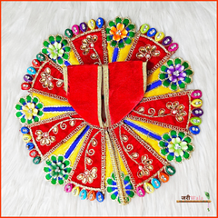 Shaneel Thread Lace Work Red Laddu Poshak
