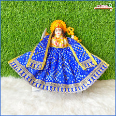 Bandhej Thread Work Blue Lehnga Patka