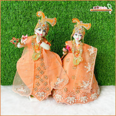 Blended Thread Heavy Moti Cutdana Work Peach Jugal Jodi Poshak