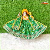 Bandhej Thread Work Green Lehnga Patka