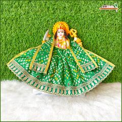 Bandhej Thread Work Green Lehnga Patka
