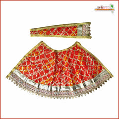 Bandhej Lace Work Orange Lehnga Patka